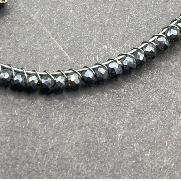 Peruvian Connection Jet Black Iridecensent  Antiqued beaded hoop post earring - Picture 4 of 11